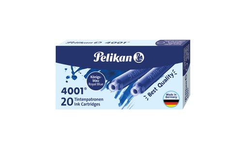 [1436409] Cartouche d'encre Pelikan 4001 bleu roi 20 pièces
