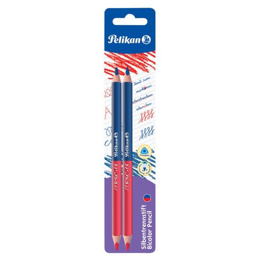 [1436434] Crayon Pelikan 3mm rouge/bleu 2 pièces
