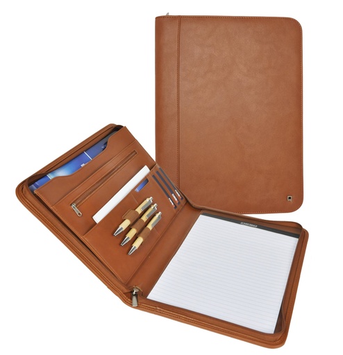 [1436473] Schrijfmap DESQ A4 kunstleder met rits bruin