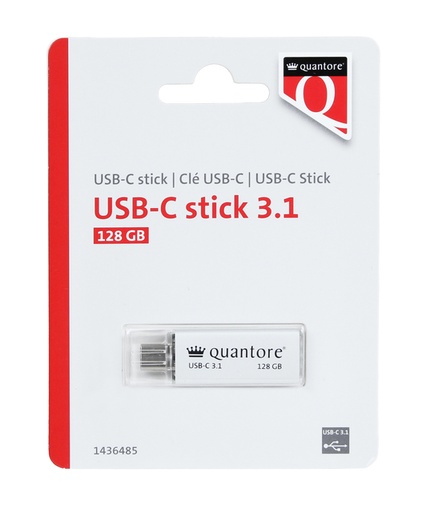 [1436485] USB-stick Quantore USB-C 128GB 3.1 zilver