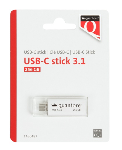 [1436487] USB stick 3.1 Quantore USB-C 256GB zilver