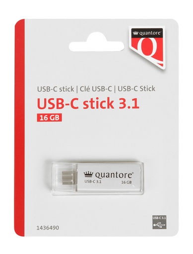 [1436490] USB-stick Quantore USB-C 16GB 3.1 zilver