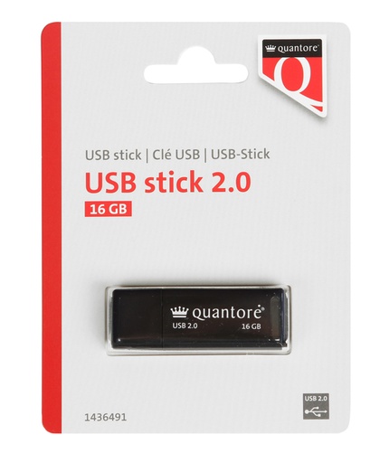 [1436491] USB stick 2.0 Quantore USB-A 16GB zwart
