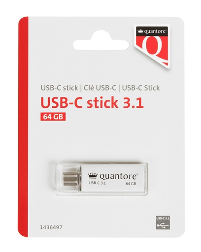 [1436497] USB stick 3.1 Quantore USB-C 64GB zilver