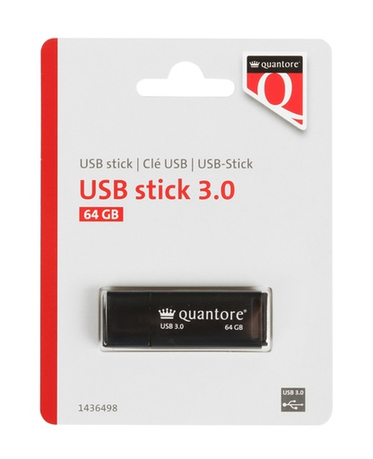 [1436498] Clé USB 3.0 Quantore USB-A 64Go noir