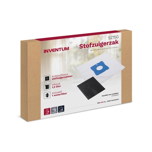 [1433459] Sac aspirateur Inventum 1,5L set 4 sacs + filtre moteur
