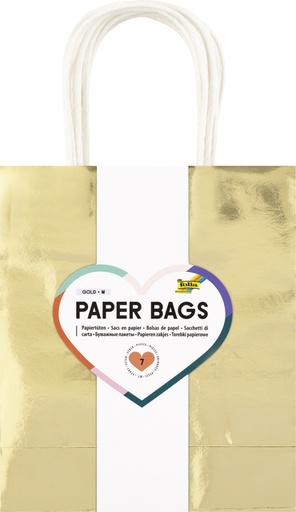 [1435697] Cadeautas Folia goud kraft 18x21x8cm 7 stuks