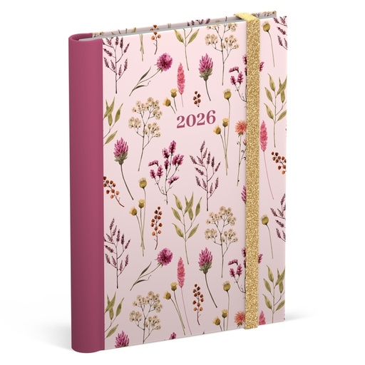 [1436911] Agenda 2026 Lannoo 120x160 Flowers bouquet 7dagen/2pagina's roze