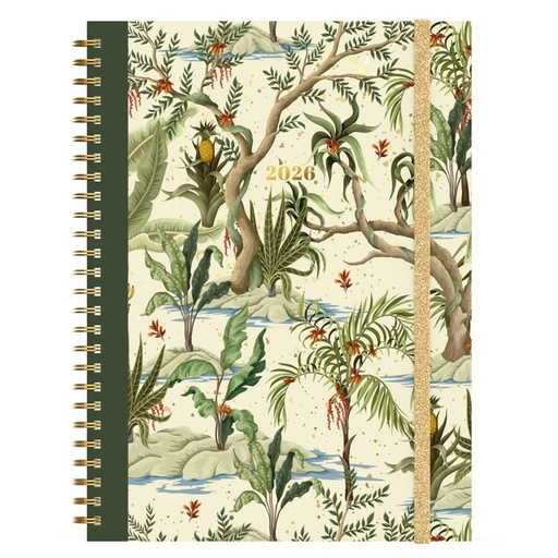[1436927] Agenda 2026 Lannoo bureau 170x230 Botanic 7 jours/2 pages blanc vert