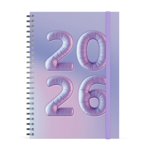 [1436930] Familiekalender 2026 Lannoo A5 Bubblicious 7d/2p lila