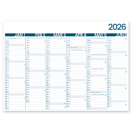 [1436595] Calendrier 6 mois 2026 INNI Grand Memento 430x320mm