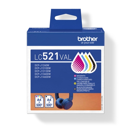 [1438048] Inktcartridge Brother LC-521 zwart + 3 kleuren