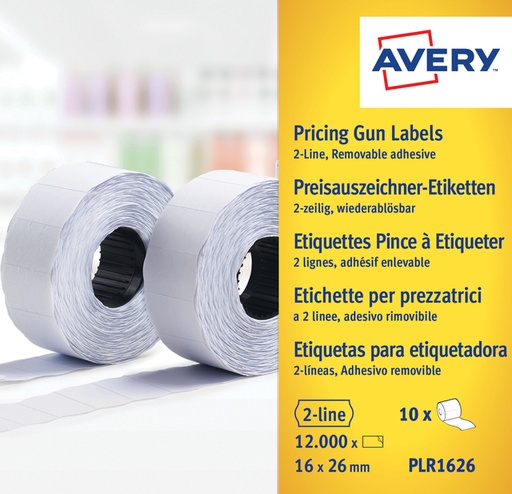 [1438105] Etiquette pince à étiqueter Avery PLR1626 amovible blanc
