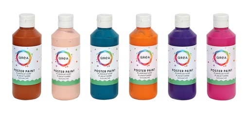 [1436465] Plakkaatverf Qrea set à 6 fun kleuren 250ml