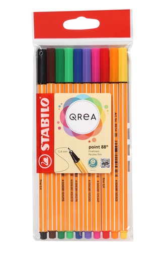 [1437136] Fineliner STABILO Point 88/10 Qrea Edition fijn assorti 10 stuks
