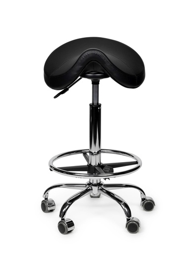 [1437515] Zadelkruk Office Premium standaard met voetring harde wielen zw