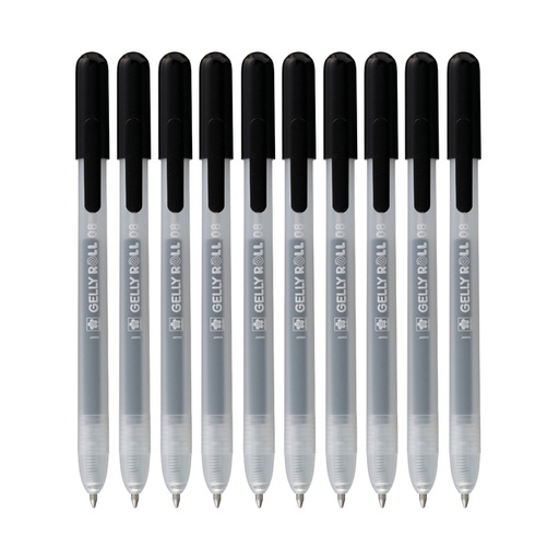 [1438122] Stylo gel Sakura Gelly Roll Classic 08 rétractable set 10 couleurs noir