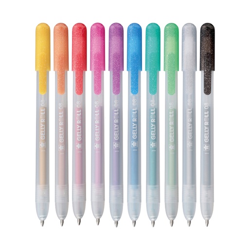 [1438125] Stylo gel Sakura Gelly Roll Metallic 08 rétractable set 10 couleurs