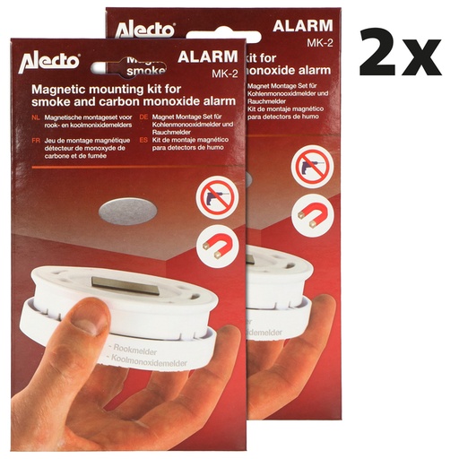 [1438403] Kit de montage Alecto pour détecteurs de fumée plaque magnétique 2 pièces MK-2 TWIN