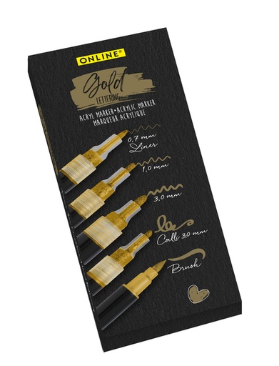 [1438659] Acrylmarker Online lettering 5 breedtes goud