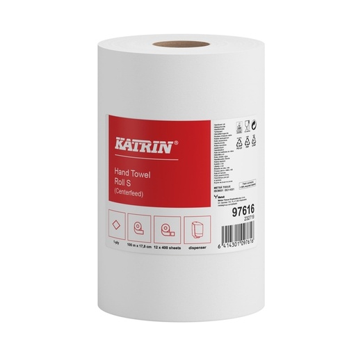 [1438747] Papier d'essuyage Katrin Plus 97616 petit 1 épaisseur 400 feuilles blanc
