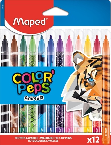 [1438796] Viltstift Maped Color'Peps Animals set à 12 kleuren