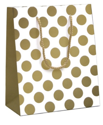 [1438815] Sac cadeau Gold Dots 19x10x23cm