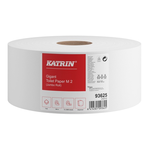[1437995] Papier toilette Katrin Gigant M Jumbo Medium 2 épaisseurs 300m blanc 93625