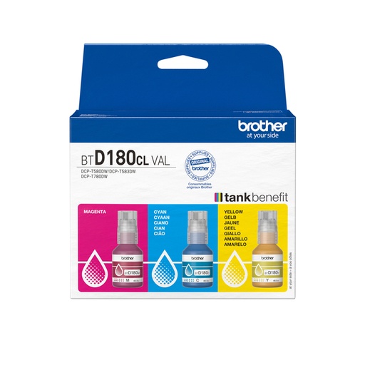 [1438760] Recharge encre Brother BT-D180CLVAL 3 couleurs