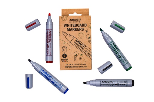 [1438855] Whiteboardmarker Artline 517 Dry Safe Eco rond medium ass 4 stuks