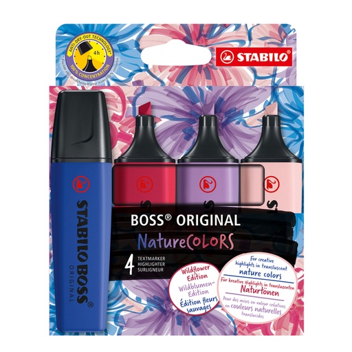[1439189] Surligneur STABILO BOSS Wildflower assorti 4 pièces