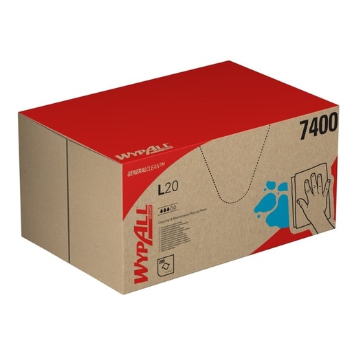 [1439211] Papier d'essuyage WypAll L20 General Clean 7400 420x330mm boîte distributeur 280 feuilles bleu