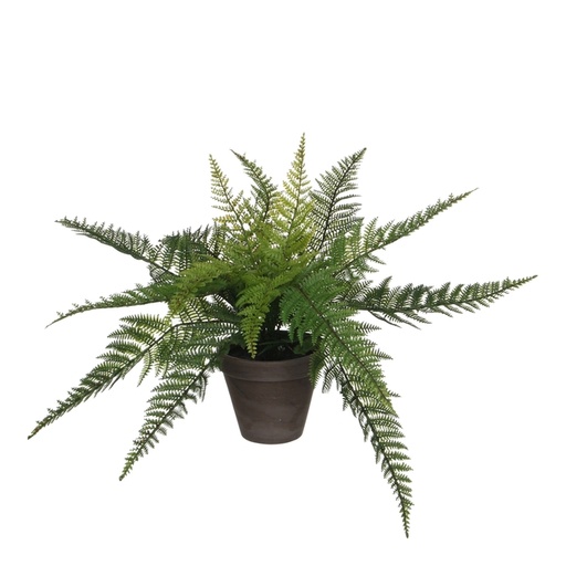 [1439308] Plante artificielle Mica Fougère verte pot Stan gris d13,5cm Ø50cm 38cm