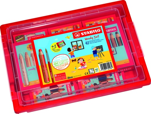 [1439329] Crayon de couleur STABILO 882 woody 3 en 1 avec 2 taille-crayons Classpack 48 pièces