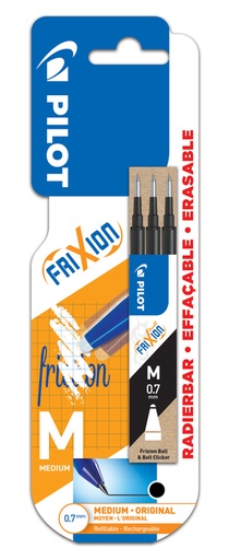 [1466040] Rollerpenvulling Pilot friXion medium zwart blister à 3 stuks