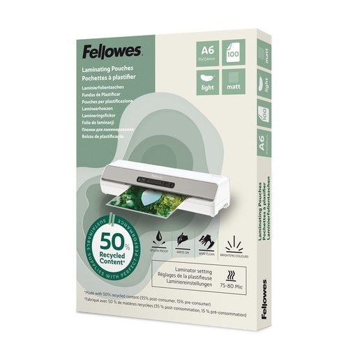 [1466154] Lamineerhoes Fellowes A6 light 50% gerecycled mat 100stuks