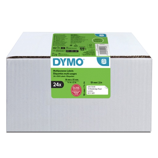 [1436682] Etiquette Dymo LabelWriter multifonctionel 19x51mmm blanc 24 rouleaux à 500 pièces
