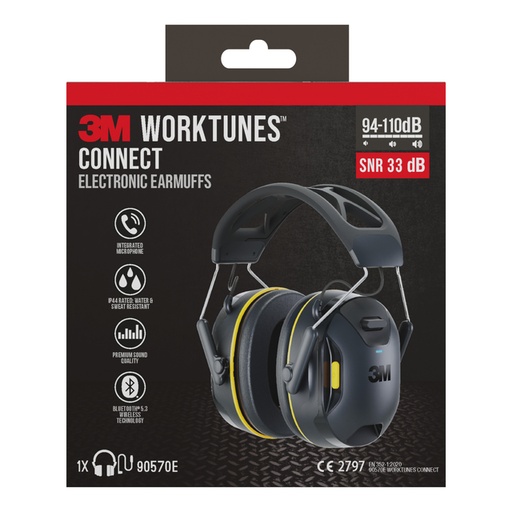 [1466235] Oorkap 3M WorkTunes Connect Bluetooth 94-110 dB zwart