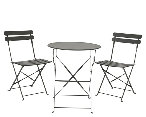[1466259] Ensemble bistro acier 3 parties anthracite