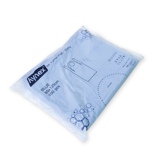 [1466503] Tablier Hynex PE 80x125cm bleu 100 pièces