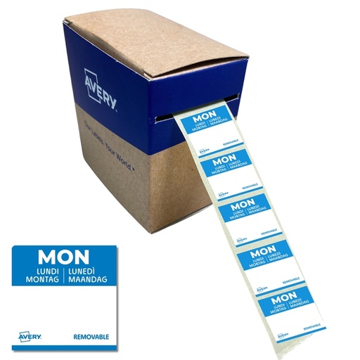 [1466542] Etiket Avery HACCP maandag-blauw 25x25mm 1000 stuks