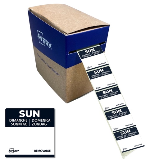 [1466544] Etiket Avery HACCP zondag-zwart 25x25mm 1000 stuks