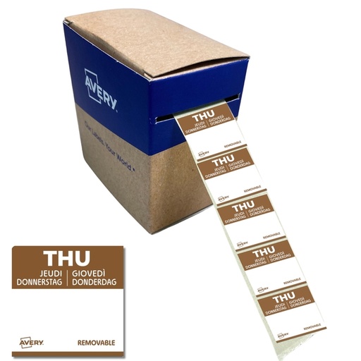 [1466547] Etiket Avery HACCP donderdag-bruin 25x25mm 1000 stuks