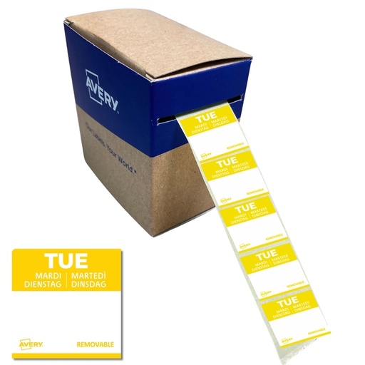 [1466550] Etiket Avery HACCP dinsdag-geel 25x25mm 1000 stuks