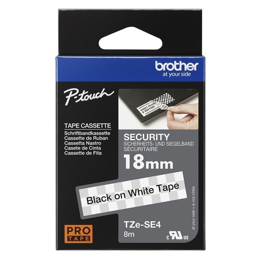 [1466644] Ruban de lettrage Brother P-touch TZe-SE4 Securité 18mm noir sur blanc