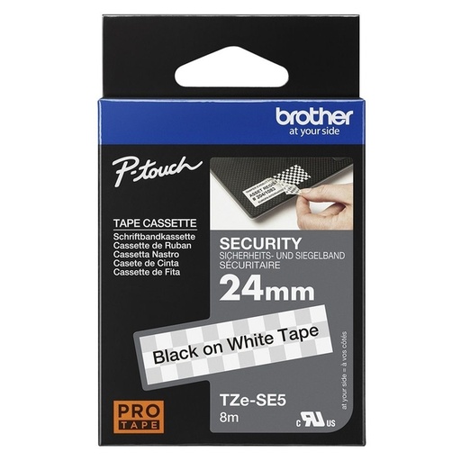 [1466646] Ruban de lettrage Brother P-touch TZe-SE5 Securité 24mm noir sur blanc