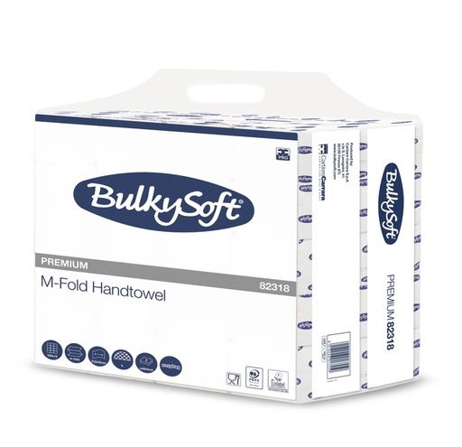 [1465986] Essuie-mains BulkySoft Premium pli-M 2 ép 215x320mm 15x150 feuilles blanc 82318