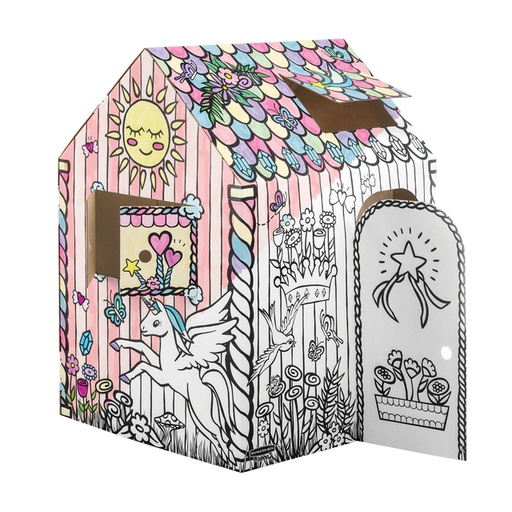 [1466324] Kartonnen speelhuis XL Eenhoorn Bankers Box Play inkleurbaar