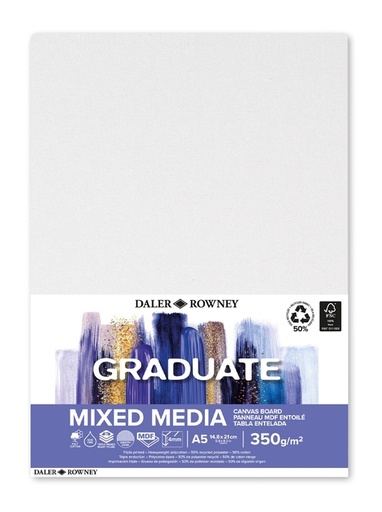 [1466328] Canvasboard Daler-Rowney Graduate mixed media A5 wit