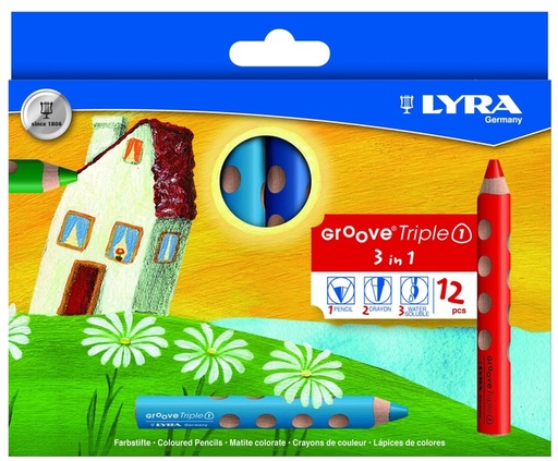 [1466332] Crayon de couleur LYRA Groove Triple One extra épais set 12 couleurs